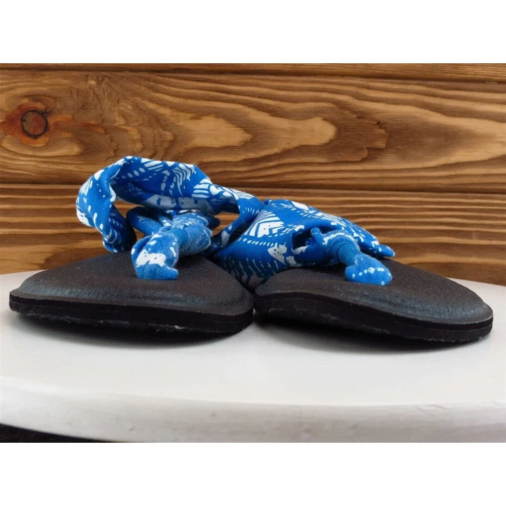 Sanuk‎ Size 10 Sandal T-Strap Blue Fabric Women M